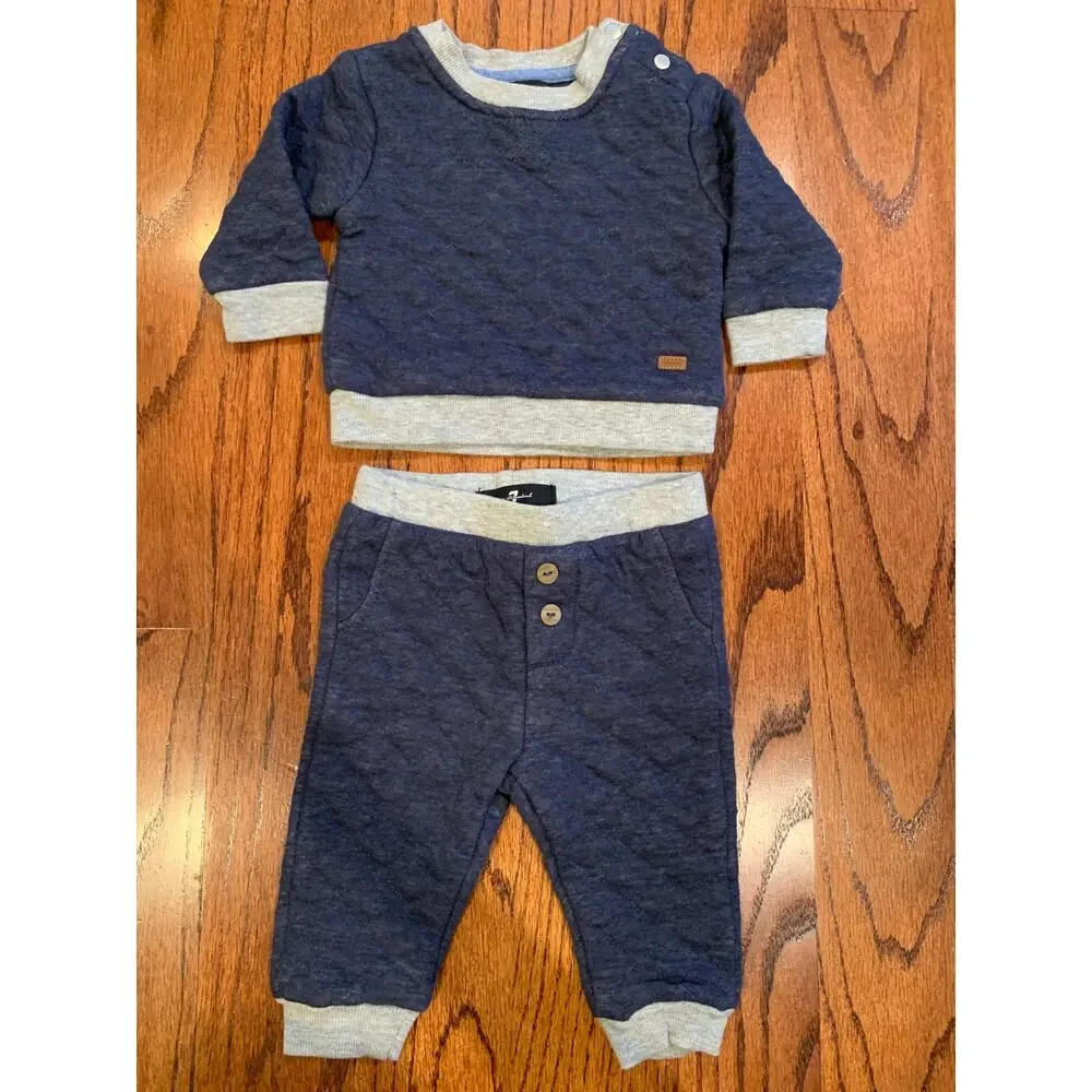 7 for all Mankind Pullover Jogger Sets (2) | Navy & Gray | 0-3 months